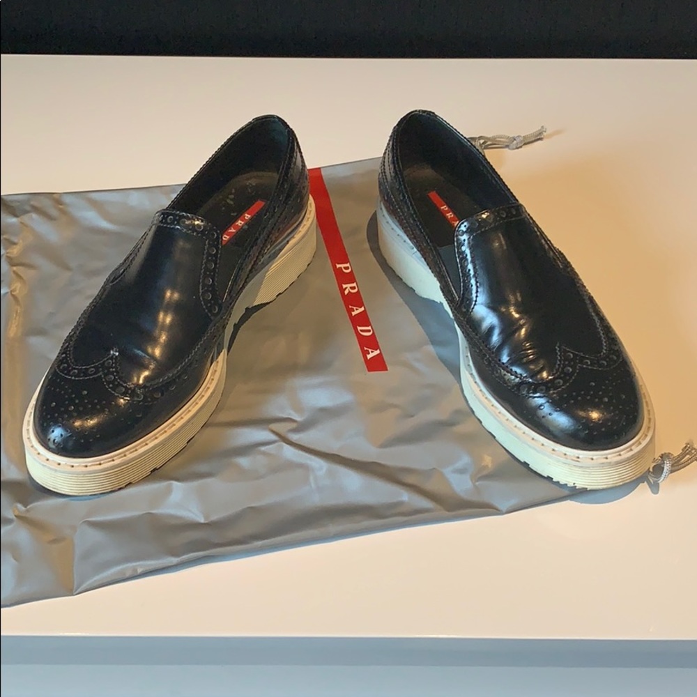 Prada brushed leather derby shoe